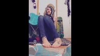 Emo boy Shows off feet for Instagram