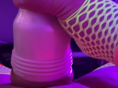 Frenulum RUBBING and shaft SUCKING with pornstar FLESHLIGHT