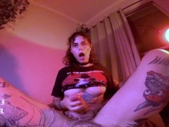 My Femdom goth neighbor pegging me and tested her new toy on me