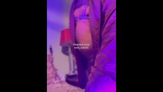 Black Trans Femboy Ezra_Kyle25 birthday striptease reveal in sexy purple lingerie