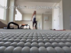 Workout Giantess finds and traps an Ass Slave tiny in her Leggings Trailer