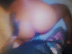 Hot Pegging After Sunset With A City Traffic View