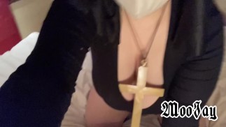 Behind the Scenes: Nun setting up for getting fucked