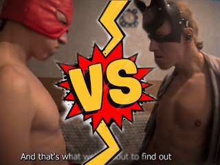 Супергеройская битва WANKER-MAN против FUCK-MAN, побеждая более сильного.