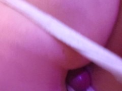 teenage girl with a perfect body was hard dry humped in white lace panties, cum between big butt