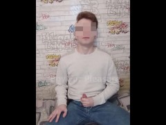 Teen boy jerks off and swallows cum