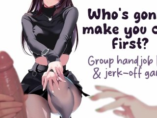 One Guy vs. 5 Women Taking Turns Stroking His Dick 😈 Jerk-Off Game with Wet Sounds & Whispering