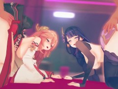 【原神 乱交セックス2】雷電将軍,八重神子が集団エッチする3Dエロアニメ動画(Raiden Shogun,Yae Miko group orgy sex2.)