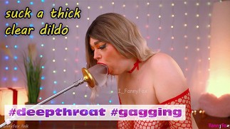 Thick clear dildo sloppy deepthroat | ASMR slurping