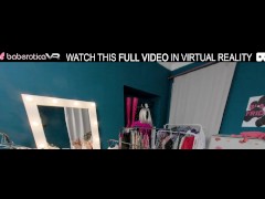 Solo blonde Elloize Arti masturbates on a chair in the dressing room in,VR.