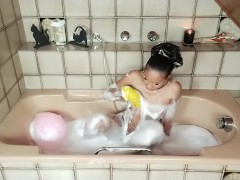 Playing alone in the bathroom