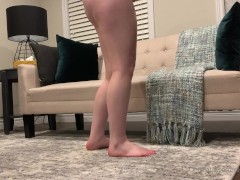 Redhead with Huge Ass does Sexy Sensual Stretching in Tight Clothes Showing Off Her Curves