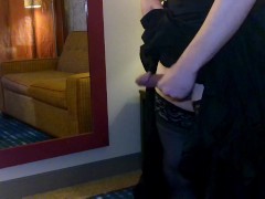 Sissy CD in Western Saloon Outfit with limp dick