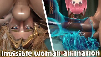 Invisible Girl Susan Storm von Fantastic Four zeigt Deep Throat Cum (TableFlip-Animation) - Jazziuu