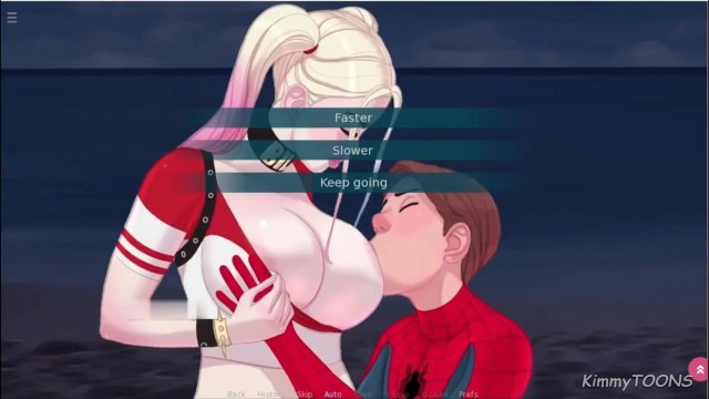 Человек-паук кончает в рот Harley Quinn.
