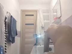 Sexy amateur wife shaves her hairy pussy. Hairy pussy wife, big ass, big tits.