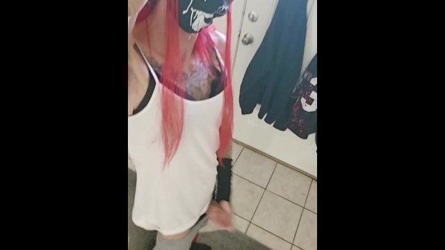 E-Girl Femboy  - Ritzy Styles - Rubs her big girl cock for you