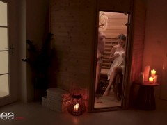Lesbea Izzy Delphine and cute Russian in sauna - Screenshot 2 of 16 - Lesbian Scissoring