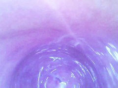 Hollow glass dildo with a cam inside pussy!!!