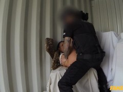 British Brunette with a FABULOUS Ass Is treated to a Big Cock from Policeman - Fake Cop