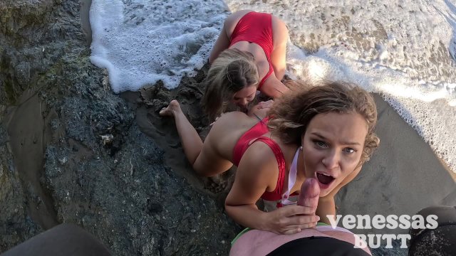BONER WATCH - Wisconsin Tiff and Venessa's Butt Patrol Beach Boners To Suck And Fuck