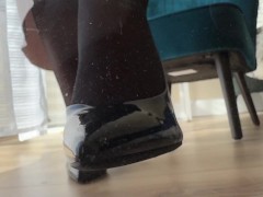 POV My Black Leather High Heel Cleaning