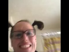 Sissy showing off her rainbow plug