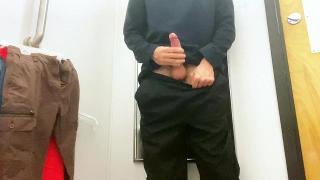 Risky public jerk off in fitting room for my E-girl