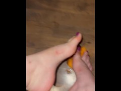 I love to crush fruits with my feet.