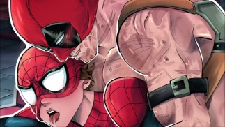 Superhelden-Männer ficken in verlassenem Gebäude Parodie Spideypool