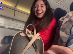 I Can't Wait and i Want to Jerking Off his Cock Right on Plane Full of People! - Public Flashing