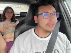 Sexy big ass woman masturbates in Uber, part 1