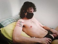 (part 1/2) cute tattooed loverboy w/ toned abs plays with himself, fucks a toy with his virgin dick