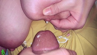 Tits fucking and lactation big breasts - pregnant milking breasts, milk splashes, homemade, hot.