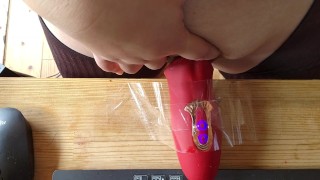 A Sensitive Clitoris Shakes Her Hips While Masturbating While Holding A Toy On The Desk