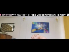 Solo naked babe Lucianna Lucci plays with a huge dildo on the bed in VR.