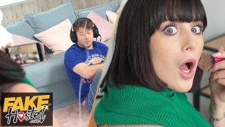 Fake Hostel - squirting in his face as prank before ANAL CREAMPIE