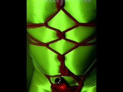 Spandex Man Tied and Vibed to Cum