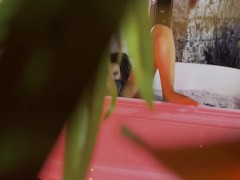 Monika Foxxx In Sexy Lingerie Plays In Bubble Bath