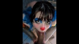 POV slutty clowngirl sucks your cock and gets face fucked