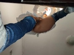 Amateur wife hairy pussy, big ass, big tits. Sexy Latina tries on clothes naked in the fitting room.