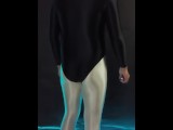 Man in tights has some fun after dance practice