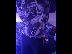 Self bondage and tail feet and chains