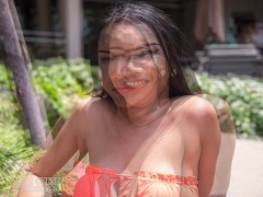 Sindy Models her Orange Swimsuit