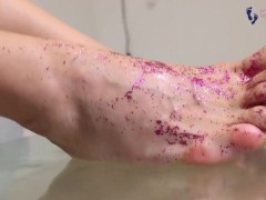 Sexy Ukrainian glitter feet POV teasing