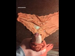 Cumshot on my ex GFs satin panties