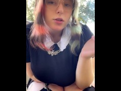 Alt MILF smokes a cig outback