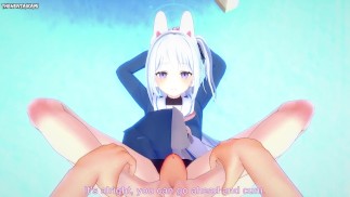 POV Hentai Footjob from Miyako from Blue Archive
