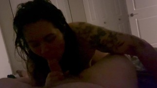 Cheating wife comes over to suck my cock