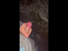 Solo guy wanking in the forest and cum!